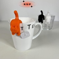 KVP Cat Shaped Tea Bag Holder 3D Cat Shape Tea Bag Ra Tea Infusion Cup Clip Label Party Home Decor C