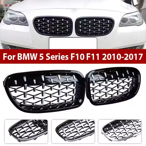 Diamond Style Car Front Grill for BMW 5 Series F10 Grill F11 F18 2010-2017 Gloss Black Racing Grille