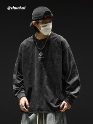 Vintage Fade Long Sleeve T-shirt Cotton Fall Oversized Drop Shoulder