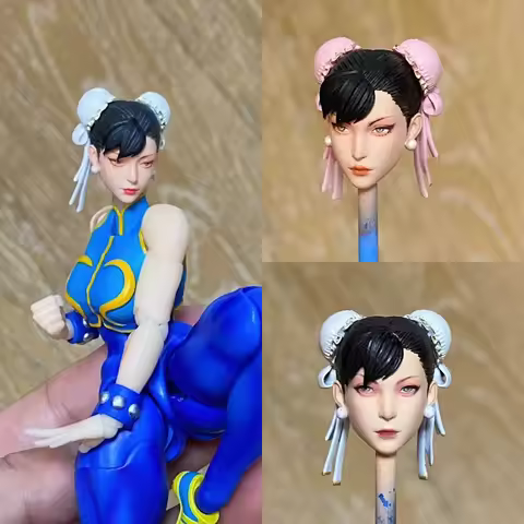【30 Days Made】1/12 Scale Female Fighting Chunli Unpainted/Painted Resin Head Sculpt Fit 6inch ML SHF