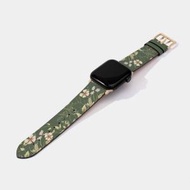 Jessenia Original - 深綠色花朵圖案印花22mm Apple Watch牛皮錶帶 適合42mm 44mm 45mm 49mm錶面