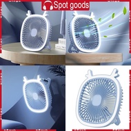 WIN USB Desk Fan 3 Speed Desk Desktop Table Cooling Fan Strong Wind Quiet Operation Fan with LED Light for Home Office