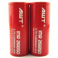 AWT 26650 5200mAh Li-ion Rechargeable Battery Set – High Power for Flashlights Vapes & Electronics