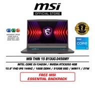 MSI Thin 15 B13UC-3456MY (15.6" FHD IPS 144Hz/i5-13420H/16GB DDR4/512GB SSD/RTX3050/Win11/Ms Office/