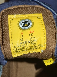 CAT Caterpillar 藍色皮質工裝靴