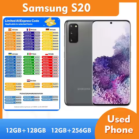 Samsung Galaxy S20 5G RAM 12GB ROM 128GB SmartPhone 6.2inch 64MP camera 4000mAh used Phone