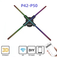 P42-P62 Newest 3D Holographic Projector Fan Support Wifi Bluetooth Audio 3D Advertising Display Lights Hologram Projector Logo