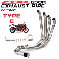 For CBR650F CBR650 CB650F Motorcycle Exhaust Slip-On Titanium Allloy Front Link Pipe Escape Moto Full System Moveable Connect For Honda CBR 650R 650