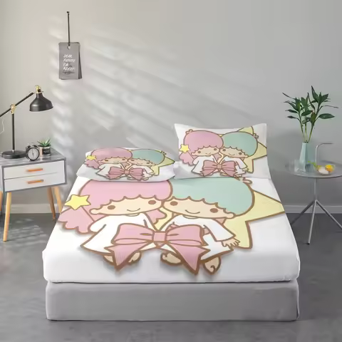 3-Piece High-Definition Digital Printed Bed Sheet Set. Bed Sheet Set with Cute Cartoon Little Twin S