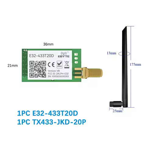 LoRA 433MHz UART RF Module 433MHz 20dBm 3km CDSENET E32-433T20D Wireless Transceiver Transmitter Rec