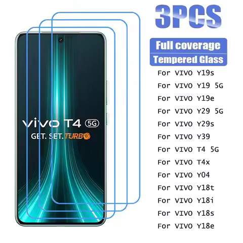 3Pcs Tempered Glass Film For VIVO Y19 Y19e Y29 Y39 Y29s T4 T4x 5G Y04 Y19s Y18t Y18i Y18s Y18e Scree