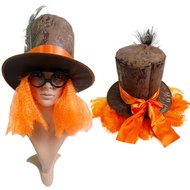 Halloween Ball Party Mask Headdress Peacock Feather Orange Wig Hat Irish Hat Magician Hat 9.15