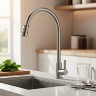 Cotto CT1258(HM) Polished Chrome Brass Kitchen Sink Faucet Single Lever Mixer Tap 1Pc Cotto CT1258(H