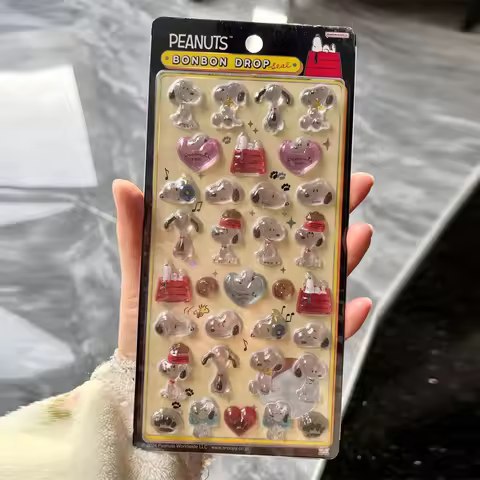 1/4pcs Japanese Snoopy 3D Relief Crystal Sticker Cute Diy Mobile Phone Decoration Sticker Student Ha