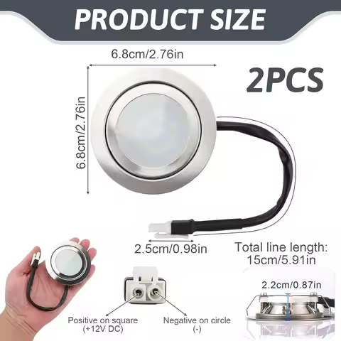 2x Stainless Steel DC 12V 1.5W Kitchen Cooker Light Bulbs Recessed Kitchen Smoke Ventilator Extracto