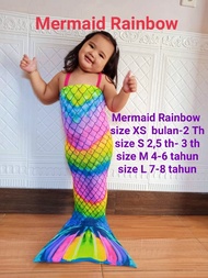 Baju Kostum Renang Mermaid/Putri Duyung Motif RAINBOW (Baju Aril)
