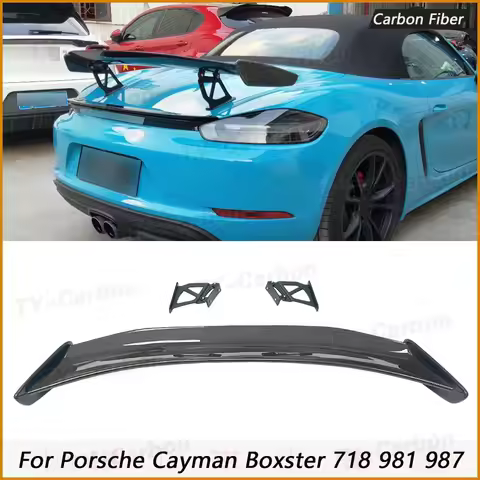 Real Carbon Fiber Rear Trunk Spoiler Wing For Porsche Boxster Cayman 718 981 987 GT-4 Rear Trunk Spo