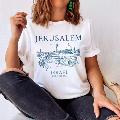 Jerusalem Shirt Israel T-shirt Unisex Tee Women T Shirt Summer Short-sleeve Fashion Casual Clothes S