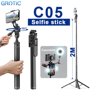 GROTIC Tripod HP Kamera Remote Bluetooth 2 Meter with Hand-Stabilizer Smartphone Gimbal