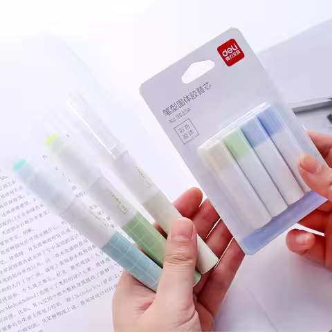 1+4pcs/set Pen type solid glue creative office 1pc pen solid glue stick with 4pcs Glue Stick Refills