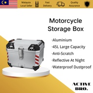 【READY】45L Motorcycle Box Aluminium Motorcycle universal Storage Box Extra Trunk SANDAR BELAKANG SUITABLE for Top Box