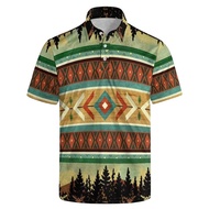 Funny Polo Shirt For Men Summer 3D Print Leaves Flower Short Sleeve Golf Polo Shirts Oversized Stree