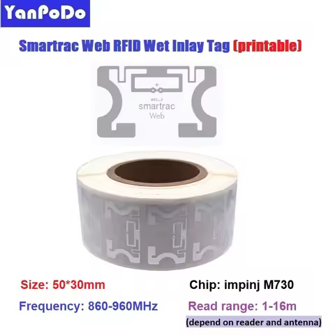 Original Smartrac Web Belt RFID uhf tag EPC 6C Ucode 8 impinj M730 chip adhesive 860-960mhz RFID tag