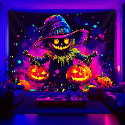 VIKAMA Halloween Magic Tapestry Pumpkin Living Room Party Theme Homestay Festive Atmosphere Room Dec