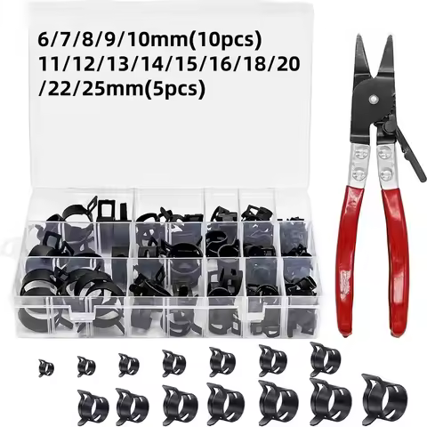 100Pcs+1 Plier/Set 6/7/8/9/10/11/12/13/14-25Mm Q673B Vacuum Spring Fuel Clip Oil Water Hose Pipe Tub