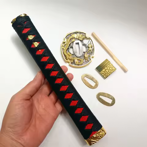 26cm*Handle Tsuka For Japan Samurai Katana/Wakizashi Sword Accessory Set Tsuba+Menuki+Fuchi+Kashira+