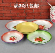 14-24cm yellow retro-traditional vintage enamel plate hot-pot dish of nostalgic theme restaurant sna