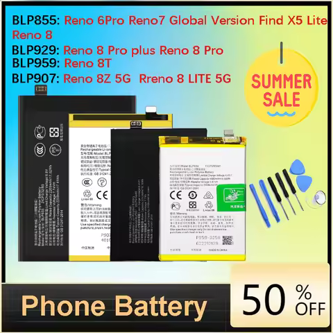 Replacement Battery BLP855 BLP907 BLP929 BLP959 BLP981 for OPPO Reno 6Pro 8 5G 8Pro 8T 8Z 8 Lite