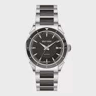 RHYTHM 麗聲 極簡閃亮簡單設計日期顯示不鏽鋼手錶-F1207 鋼琴黑-02