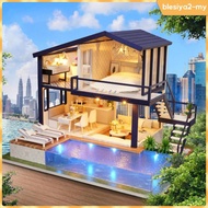 [BlesiyaedMY] Dollhouse Kit Dollhouse Wooden Miniature for Apartment Furniture Adults