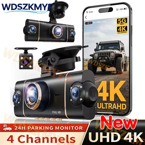 4K Quad Lens Car Camera WIFI Dashcam 360° Coverage Car DVR 24H Parking Monitor Starlight Night Visio