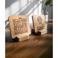 QR Code Wood Stand Customised Words Shop Logo Payment Code PayNow PayLah code