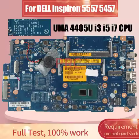 LA-D051P For DELL Inspiron P39F F49F P29F 5557 5457 Laptop Motherboard BAV00 LA-D051P i3 i5 i7 CPU D
