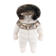 codWinter Baby Ski Suit Thicken Infant Clothing Set Plus Velvet Baby Jumpsuit Waterproof Boy Jacket 