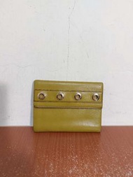 義大利製 Tod's 芥末綠 真皮 皮夾 零錢包 中夾 短夾