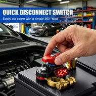 BUCKS Car Battery Disconnect Switch, 12V-24V Easy Install Digital Display Switch, Universal 360° Dua