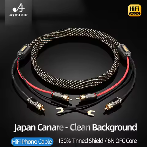 Canare HiFi Audio 2RCA Cable with Ground Wire Black Tape Player High Quality 6N OFC 2RCA LP Vinyl Re