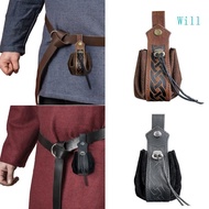 Will Handmade PU Storage Bag Viking Style-Dice Bag Medieval Belt Bag Multipurpose Drawstring Pouch f