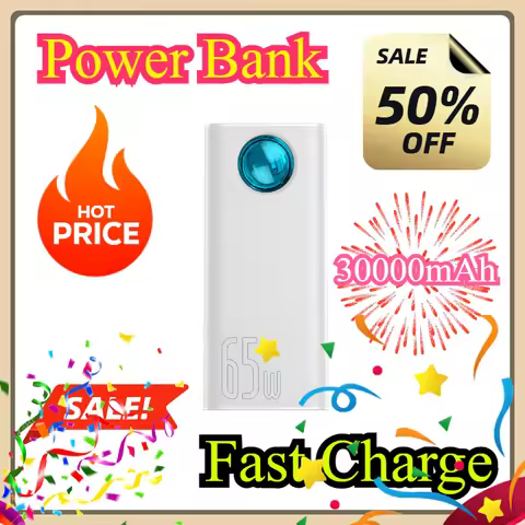 For Smartphone Laptop iPhone Tablet 65W Power Bank 30000mAh PD Quick Charge FCP SCP Powerbank Portab