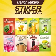 Stiker Sticker air balang kalis air tahan lasak waterproof murah jus buah milo green tea teh cincau