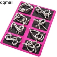 QQMALL Montessori Puzzle Toy, Metal Puzzle 3D Design Wire IQ Games, Montessori Educational Set of 8 