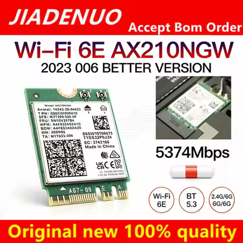 Intel AX210NGW M.2 NGFF WiFi 6E Tri-Band Wireless Card 802.11AX AX210 Up to 5374Mbps WiFi Adapter Bl