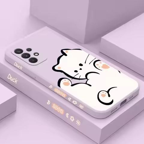 White Cloud Cat Silicone Phone Case For Samsung Galaxy A54 A34 A32 A13 A52S A24 A73 A14 A53 A52 A04S