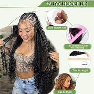 Human Braiding Hair for Boho Braids 120g 12A Deep Water Wave Bulk Human Hair Knotless Boho Braiding 