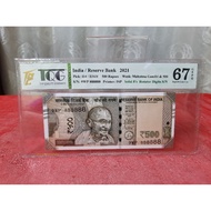 🔥印度~2021~India ~500 Rupees ~ 9WP 888888 [ 67 GEPQ ]🔥