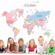 Adek Wall sticker world map i love travel map in the world ABC1055 Wall sticker